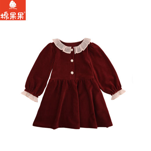 棉果果专柜同款冬季新品女童长袖天鹅绒连衣裙M522700424666 商品图0