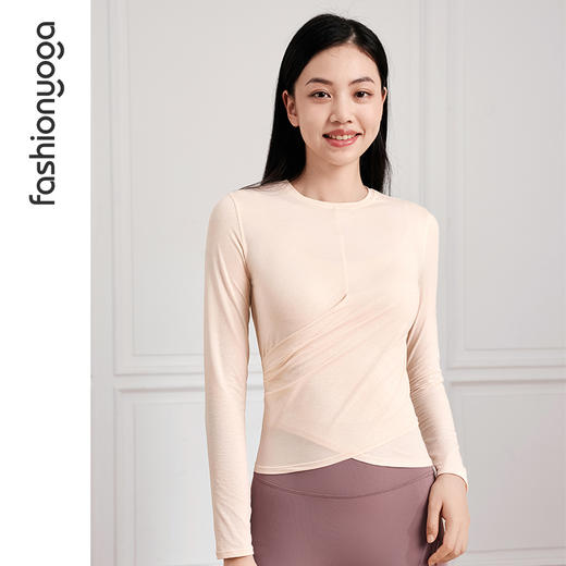 凡圣瑜伽圆领抽褶收腰长袖F14362 商品图4