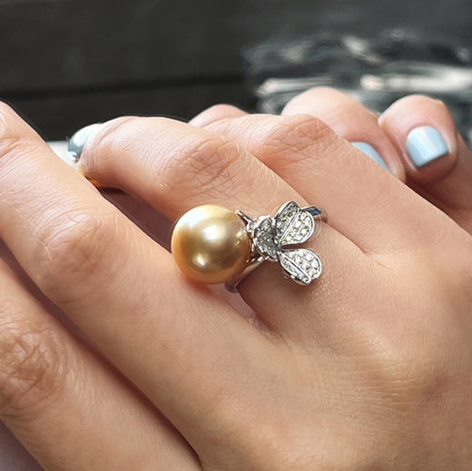RETRO系列 18K镶钻石和南洋珍珠 戒指 商品图3