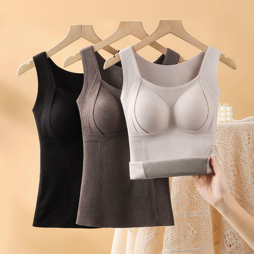 【3A抗菌 免穿文胸】双面磨绒保暖背心贴片暖腹润肤保暖上衣女侧收提拉保暖背心8834 商品图7