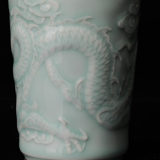 省大师雷慧仙出品龙泉青瓷粉青釉龙凤对杯可乐杯 商品图4