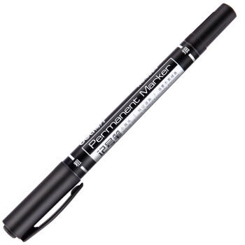 得力(deli)黑色双头多用油性记号笔签字笔 勾线笔会议笔马克笔12支/盒6824 商品图4