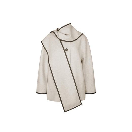 HeyDress围脖领毛呢大衣女秋冬法式羊毛宽松保暖气质短款呢子外套 商品图4