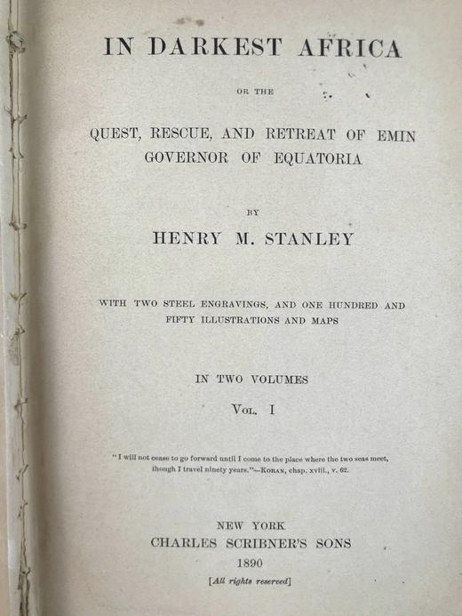 1890年 亨利·莫顿·斯坦利《最黑暗的非洲》（全2卷） 152幅木版画插图与地图 漆布精装大32开 商品图2