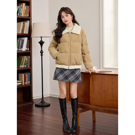 【年终特卖】熙世界拼接仿羊羔毛领棉衣棉服女冬季2025新款时尚小个子棉袄外套 商品图4