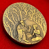 十八罗汉龙头纪念章  骑鹿罗汉铜章  原盒原证 黄铜材质 直径45mm 商品缩略图1