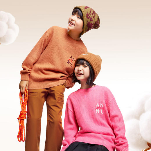 男童女童圆领长袖毛衫冬季新款安奈儿童装EM444507 商品图0