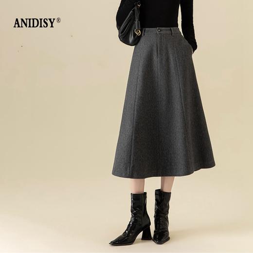 时尚法式高腰拉链A字半身裙 商品图0