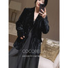 COCOBELLA新中式竹叶拓印压褶丝绒西装女国风盘扣外套SI3007B 商品缩略图1