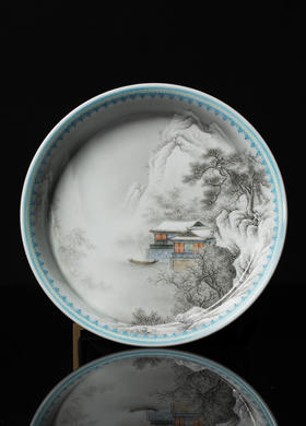 一儒堂珐琅料边雪景壶承