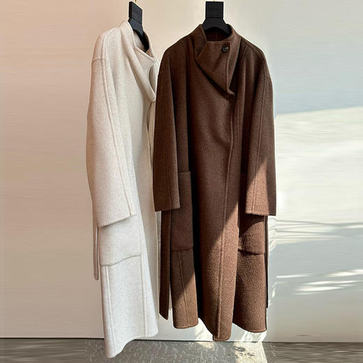 【顺丰包邮】95629 洛诗琳韩版百搭立领骆驼绒保暖中长毛呢外套247622 商品图2