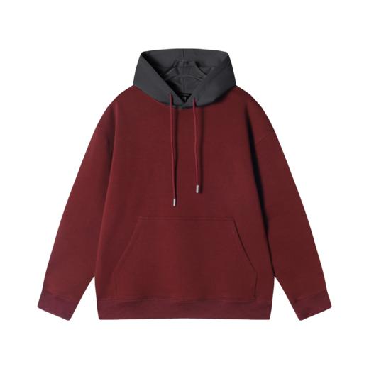 秋冬新款男士纯色拼接百搭连帽时尚美式街头淘友长袖宽松卫衣 商品图1