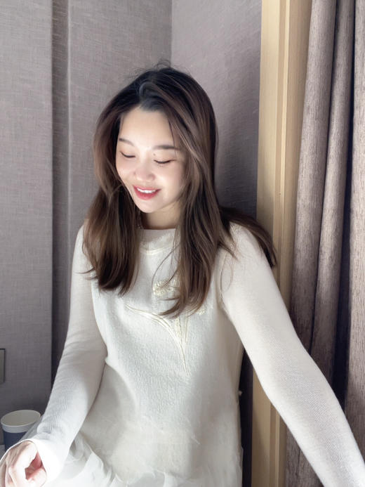 年终特惠 不退不换！！！人人必入羊绒真丝女神云感系列|可机洗的无缝一体一字领长袖针织打底衫 商品图4