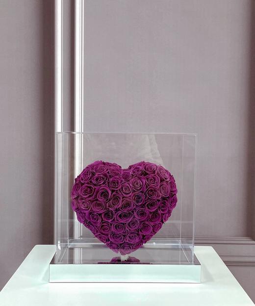 特别定制网红款迷你镜面底立体心永生花玫瑰花生日礼物饰品装饰摆设 商品图4