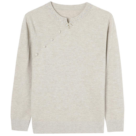 CC-XX-6126秋冬新款旗袍领100纯羊毛衫女内搭洋气宽松毛衣打底衫女 商品图4