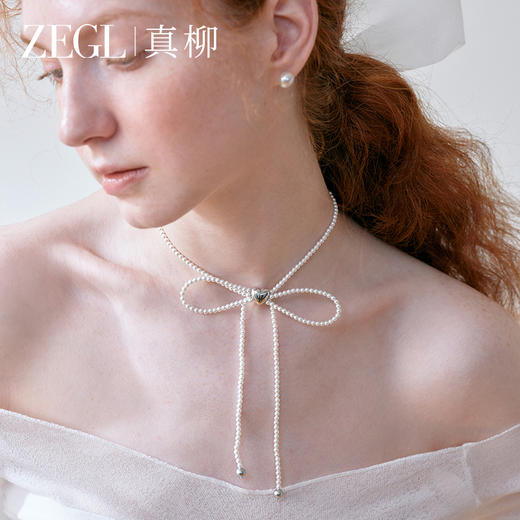 ZEGL真柳设计师lacelady芭蕾人造珍珠项链女2024新款轻奢小众配饰 商品图3