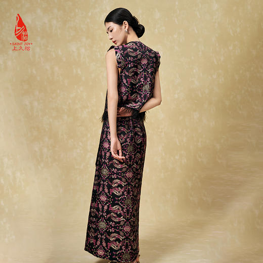 SAINTJOY/上久楷 女式宋锦半身裙 中国风 复古 凤凰于飞 CY1094207002 商品图3