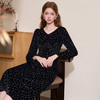 法式浪漫气质高级感花边黑底碎花裙女秋冬收腰长袖连衣裙V4142932 商品缩略图2