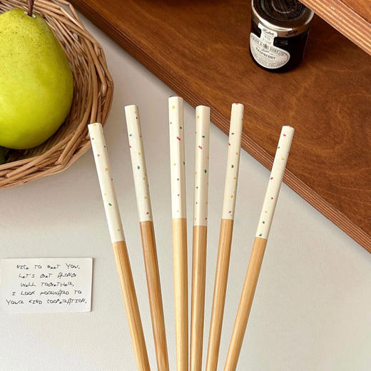 「10双装！元槿竹木」网红居家日用筷子 简约高山楠木竹木筷子餐饮用具花膜筷24cm 商品图3