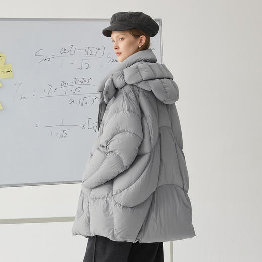 谜底中长款羽绒服女2024冬新品简约时尚宽松加厚鹅绒服244MY1643 商品图2