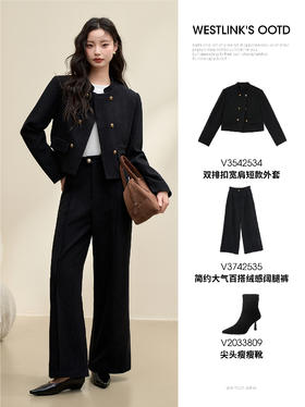 双排扣宽肩短款外套，气场全开