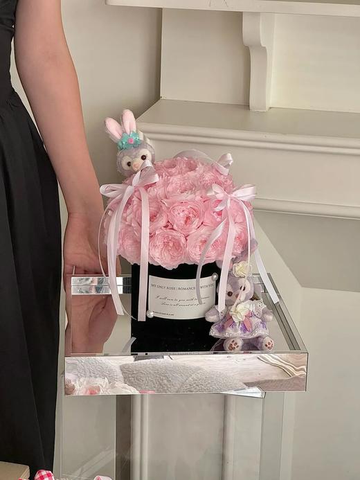 蝴蝶结永生花玩偶抱抱桶 商品图3