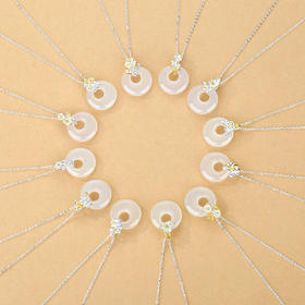 Winy999足银十二花神平安扣项链送女友闺蜜节日生日礼物