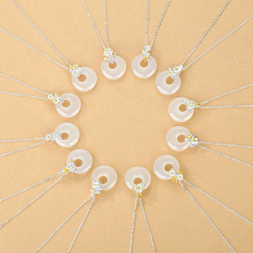 Winy999足银十二花神平安扣项链送女友闺蜜节日生日礼物 商品图0