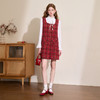 复古气质撞色格纹连衣裙女早春A字裙方领直筒背心裙V4342908 商品缩略图1