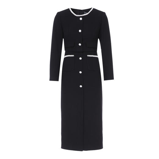 EITIE爱特爱冬季新款优雅法式圆领假两件收腰显瘦珍珠装饰连衣裙D2407409 商品图5