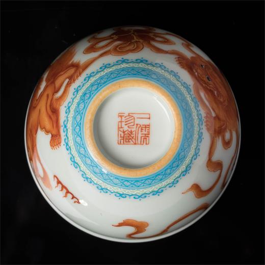 一儒堂翠边矾红双狮缸杯 商品图2