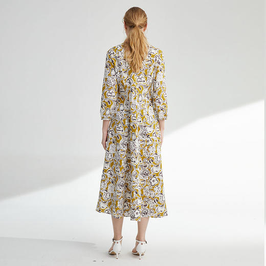 VIVIAN LIU薇薇安刘D2414102梅春女装新款V领印花收腰连衣裙 商品图1