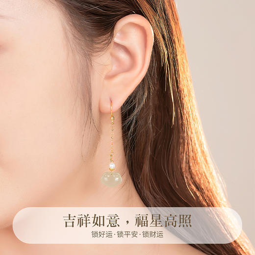 Winy925纯银玉锁平安耳饰送女友闺蜜节日生日礼物 商品图1