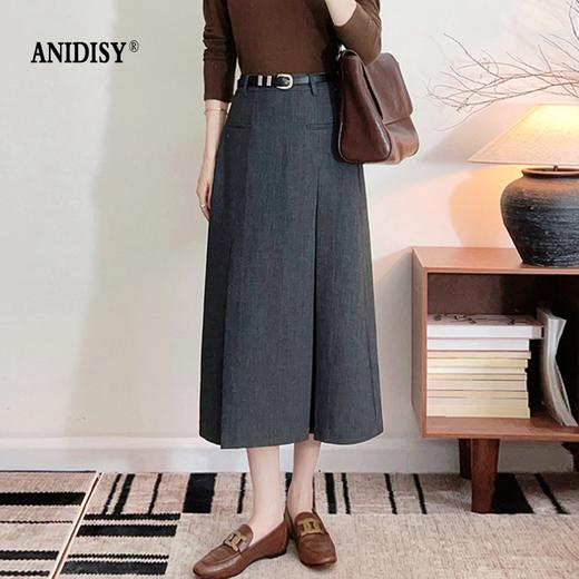 时尚知性高腰拉链皮带抽褶修身半身裙 商品图1