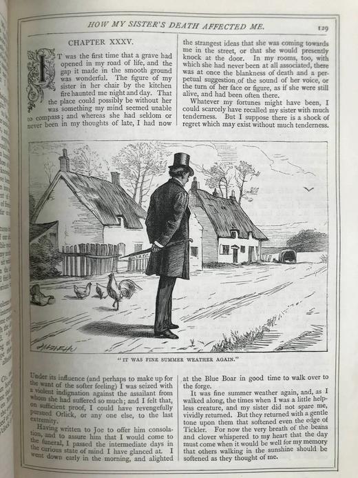 约19世纪后期 狄更斯《远大前程/老古玩店》 69幅插图 真皮精装16开 商品图11