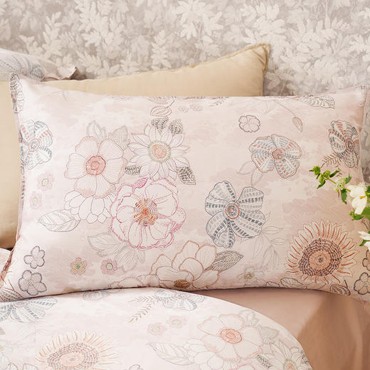 线描花卉系列枕套全棉高档轻奢高级感四季通用高端舒适耐用亲肤 商品图1