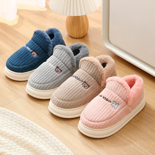【锁温防风羽绒布鞋面】包跟棉拖鞋女士冬季情侣室内家居加绒厚底保暖家用防水棉鞋女冬男，告别冬季冻脚烦恼。ry 商品图1
