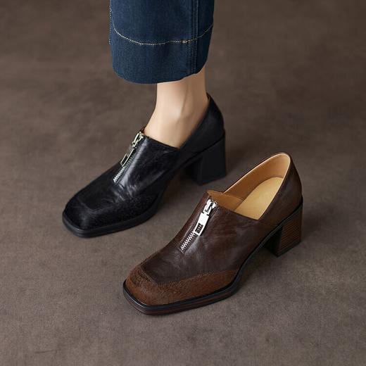 【预售5天】英伦风厚底小皮鞋，粗跟乐福鞋深口高跟单鞋YX&A1503 商品图4