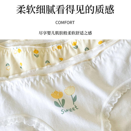 洁丽雅4条装中腰纯棉女士内裤马卡龙色系双层纯棉内裆舒适亲肤三角裤 商品图3