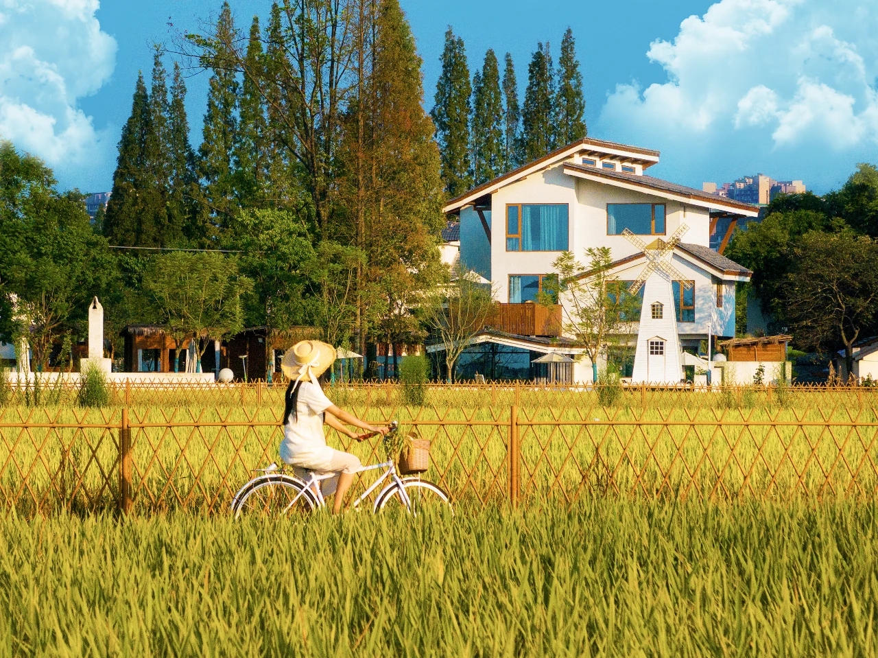 【眉山-520号院】5房独栋田园风小院，温泉私汤房，春季油菜花海，夏季千亩稻田，K歌、超大花园庭院、露台gg