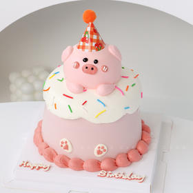 【粉红小猪】粉粉嫩嫩的可爱小猪-水果夹心生日蛋糕