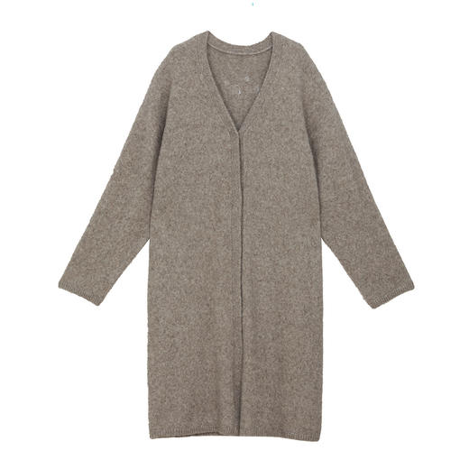 谜底长款针织开衫女2024冬新品慵懒风纯色羊毛保暖毛衣244MZ1869 商品图4