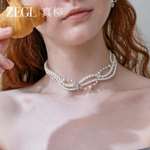 ZEGL真柳设计师lacelady芭蕾人造珍珠项链女2024新款轻奢小众配饰 商品图3