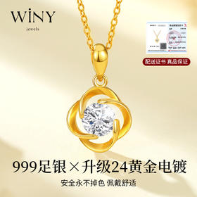 Winy999足银永恒四叶草项链送女友闺蜜节日生日礼物
