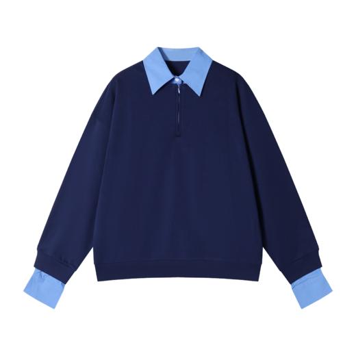 秋冬季新款时尚个性半拉链设计翻领假两件上衣休闲百搭上衣 商品图1