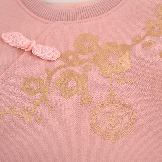 棉果果专柜同款冬季新品女童中国风全棉加绒大毛圈卫衣M522180424654 商品图4