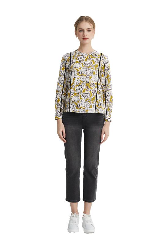 VIVIAN LIU薇薇安刘D2413001夏女装新款圆领印花长袖衬衫 商品图5