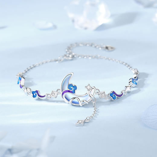 Winy925纯银祥云缠月手链送女友闺蜜节日生日礼物 商品图0