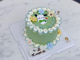 复古草绿色·卡通帕恰狗蛋糕