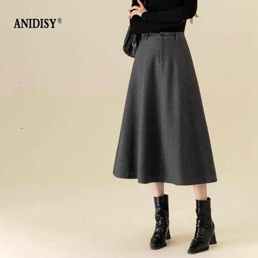 时尚法式高腰拉链A字半身裙 商品图1